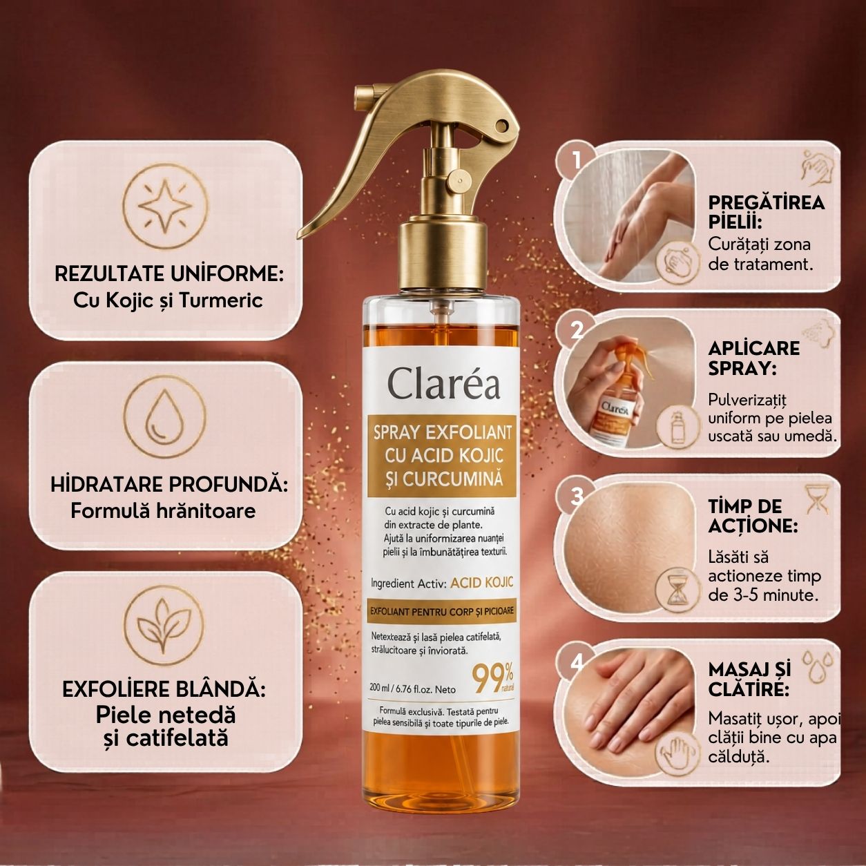 Spray exfoliant pentru corp Claréa